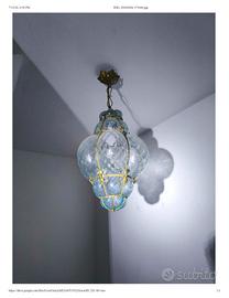 lampadario vintage in vetro e ottone