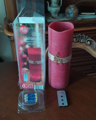 Candela natalizia in cera a led funzionante a pile