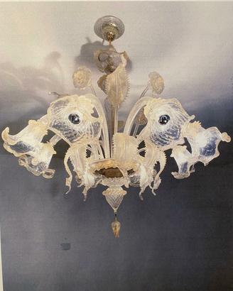 lampadario murano foglia oro