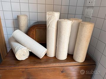 Set 7 Rotoli Tela Grezza Tessuta manoAnni '40-'50