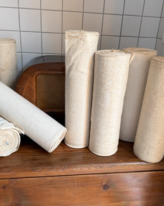 Set 7 Rotoli Tela Grezza Tessuta manoAnni '40-'50