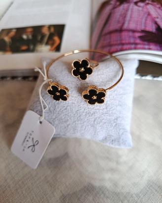 SET bracciale e anello fiori - nuovo