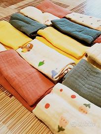 Set di 5 quadrati in cotone, nuovi.i