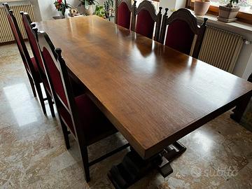 SET TAVOLO FRATINO Legno Massiccio (200x80) + 6 Se