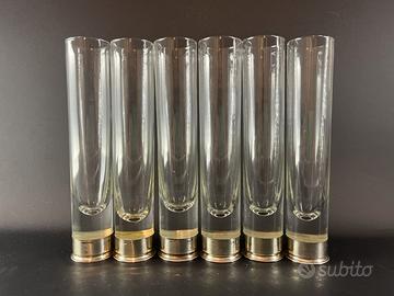 6 Bicchieri Flute in Cristallo e Argento 800.