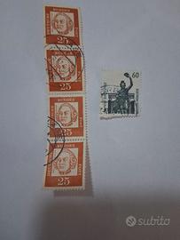 francobolli tedeschi anni 60 pz 5