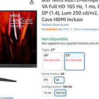 monitor gaming acer 27 casse integrate