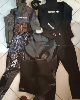 Fucili e mute da pescasub usati