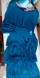 Abito per color petrolio a balze