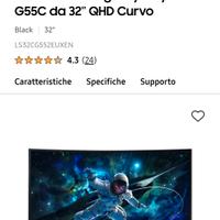 Monitor Gaming Odyssey G5 - G55C da 32'' QHD Curvo