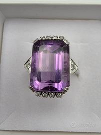 ANELLO ORO AMETISTA DIAMANTI
