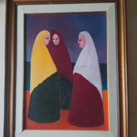 Dipinto ad olio su tela Raffaele Frumenti "Donne"