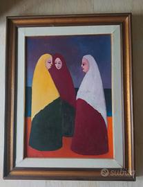 Dipinto ad olio su tela Raffaele Frumenti "Donne"