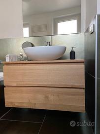 bagno sospeso in rovere con 2 cassetti 