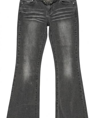 Pantalone jeans nero vita bassa com cintura