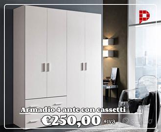 Armadio 4 ante battenti + cassetti -
