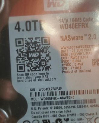 hdd 4tb western Digital  sigillato
