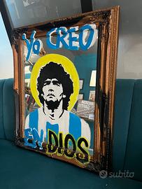 Specchio Maradona dipinto a mano