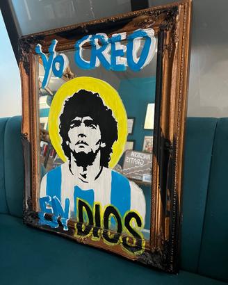 Specchio Maradona dipinto a mano