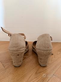 Espadrillas beige con zeppa in camoscio taglia 39