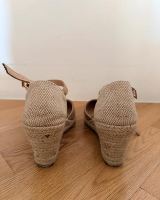 Espadrillas beige con zeppa in camoscio taglia 39
