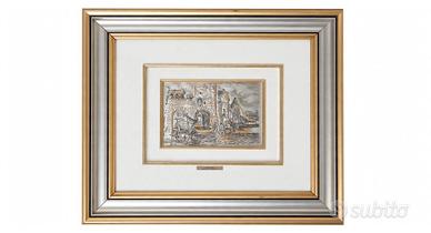 Quadro lamina argento 925 con finitura oro