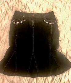 Gonna jeans a campana nera