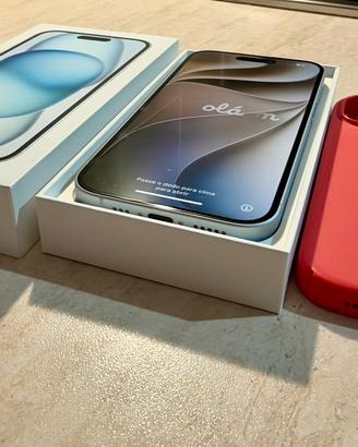 Iphone 15 128GB Azzurro - scatola + cover + cavo