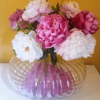 EDG Grande Vaso Ampolla Righe + fiori artificiali 