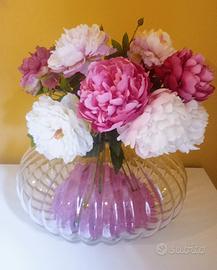 EDG Grande Vaso Ampolla Righe + fiori artificiali 