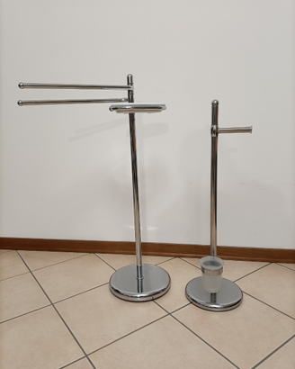 Set acciaio portasciugamani e porta rotolo scopino