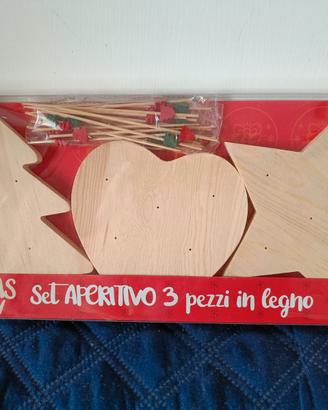 Set aperitivo Natale legno
