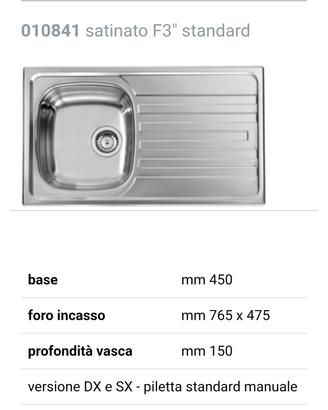 lavabo con sgocciolatoio 