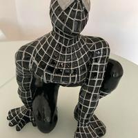 Statua Spider-man nero argento resina/poliresina