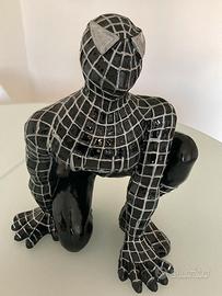 Statua Spider-man nero argento resina/poliresina