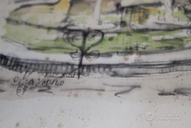 Acquarello di Piazza Fontana con tartaruga