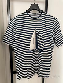 Marco Cipriani. T-shirt cotone righe bianche blu