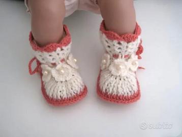 Scarpine Neonata Neonato Uncinetto Lana Handmade Tutto per i bambini In vendita a Genova