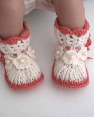 Scarpine Neonata Neonato Uncinetto Lana Handmade 