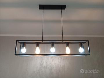 lampadario moderno nero set open space 4pz.