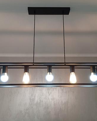 lampadario moderno nero set open space 4pz.