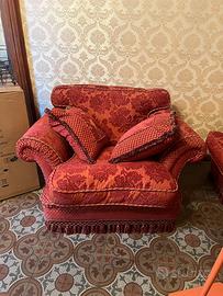 Set divano e poltrona classici damascato vintage