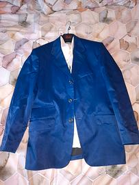Completo blu elettrico + camicia bianca lucida