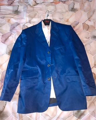 Completo blu elettrico + camicia bianca lucida