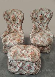 Tris Salotto Vintage – Coppia Poltrone- pouf coord