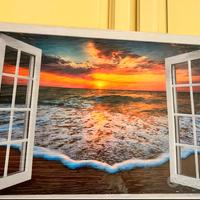 Quadro stampa su Tela Mare Tramonto Spiaggia Nuovo