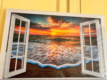 Quadro stampa su Tela Mare Tramonto Spiaggia Nuovo
