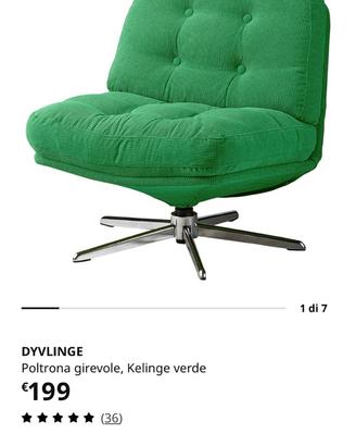 Poltrona girevole IKEA DYVLINGE velluto verde