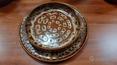 Servizio 12 piatti piani e fondi ceramica Laveno