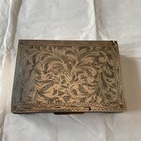 Portagioie in  legno rivestito argento 800 vintage